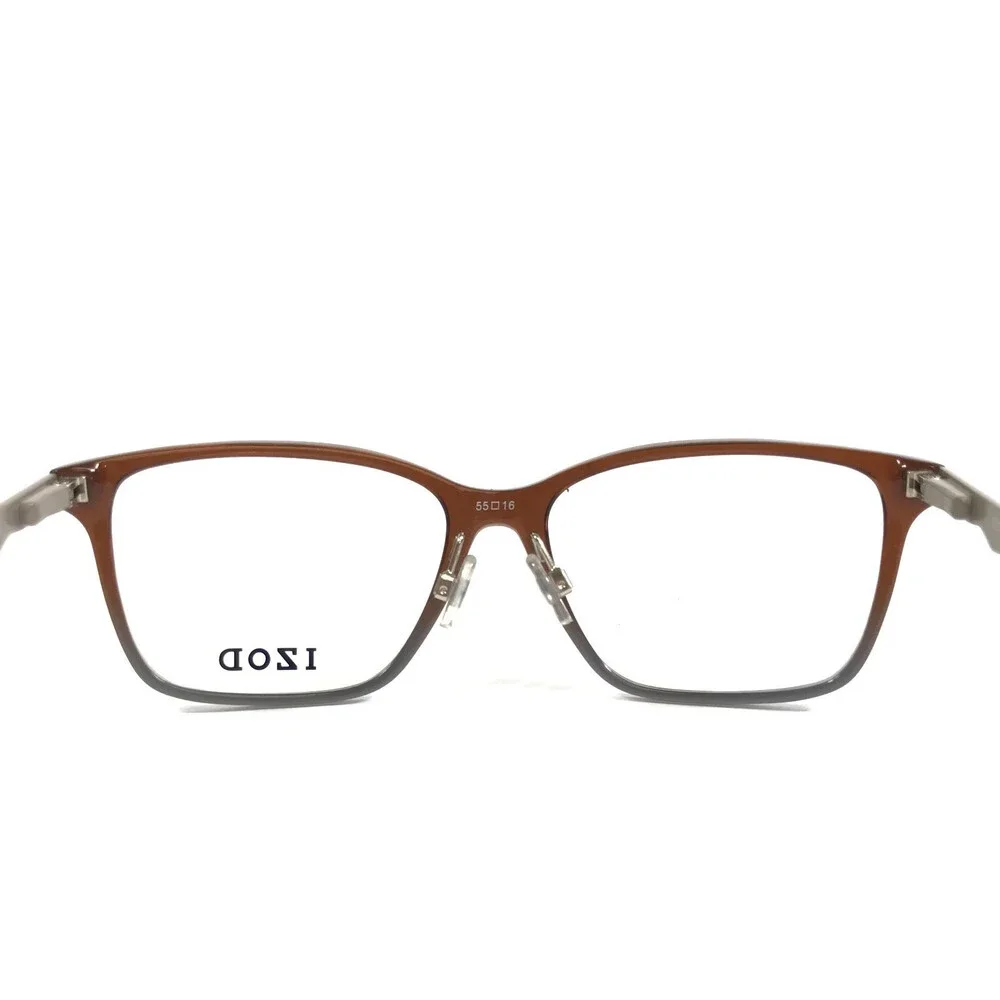 IZOD Eyeglasses Frames IZ2120 BROWN FADE Gray Rectangle Full Rim 55-16-145